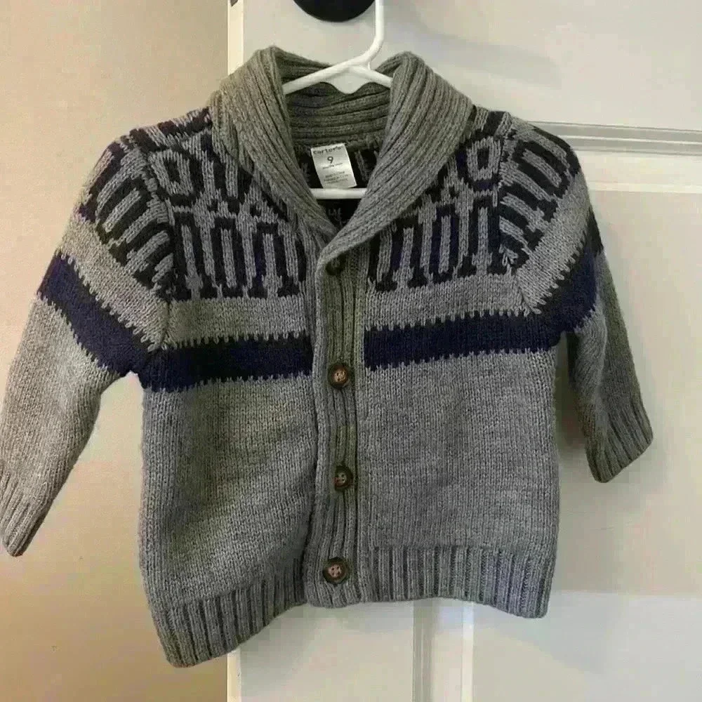Chunky knit boys cardigan sweater